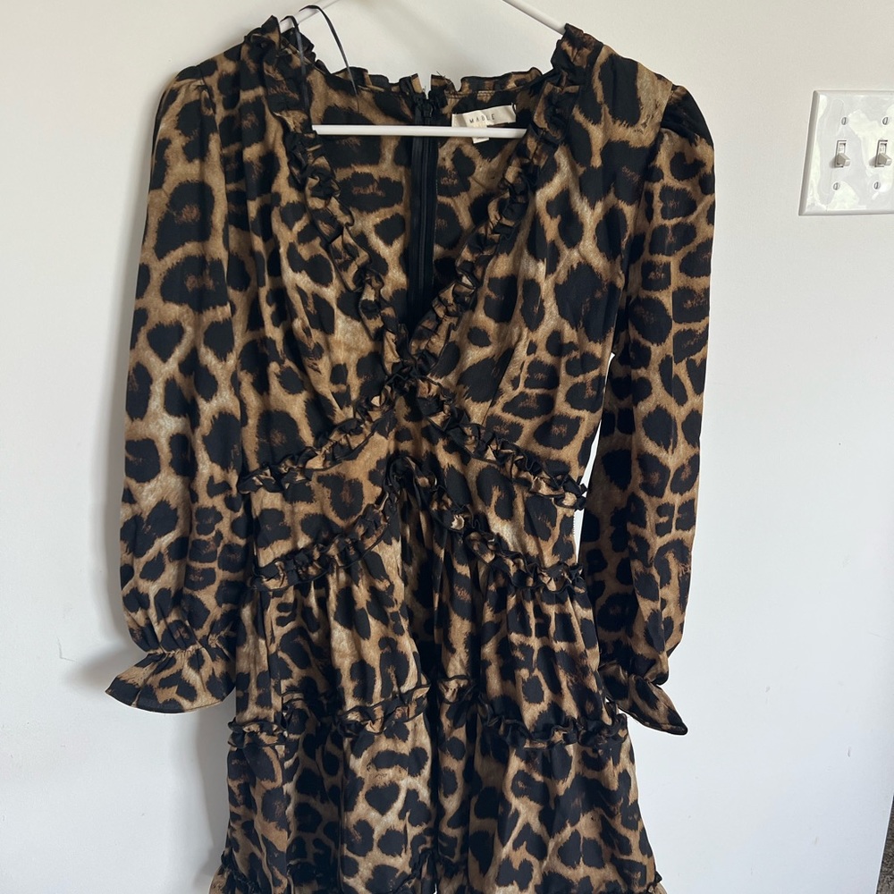 Leopard ruffled dress brand new never worn